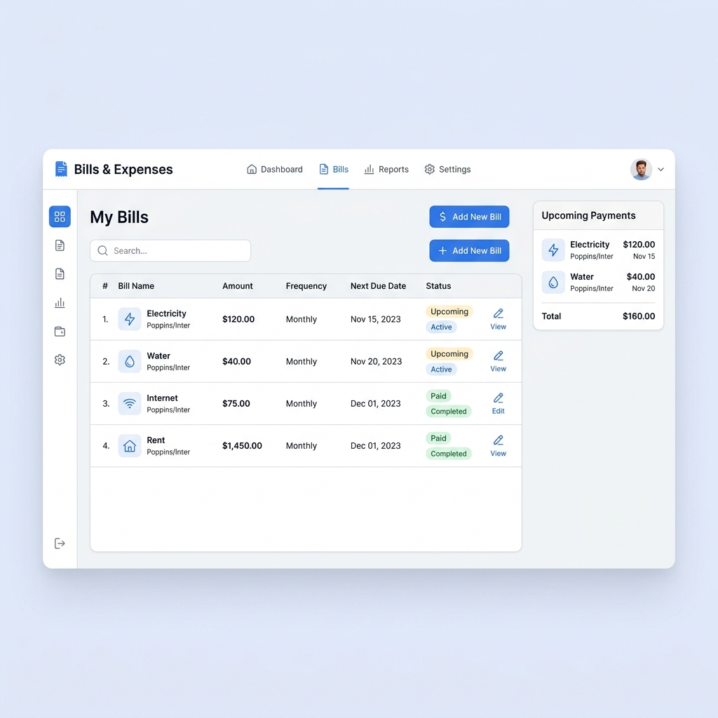 Add Bills and Expenses